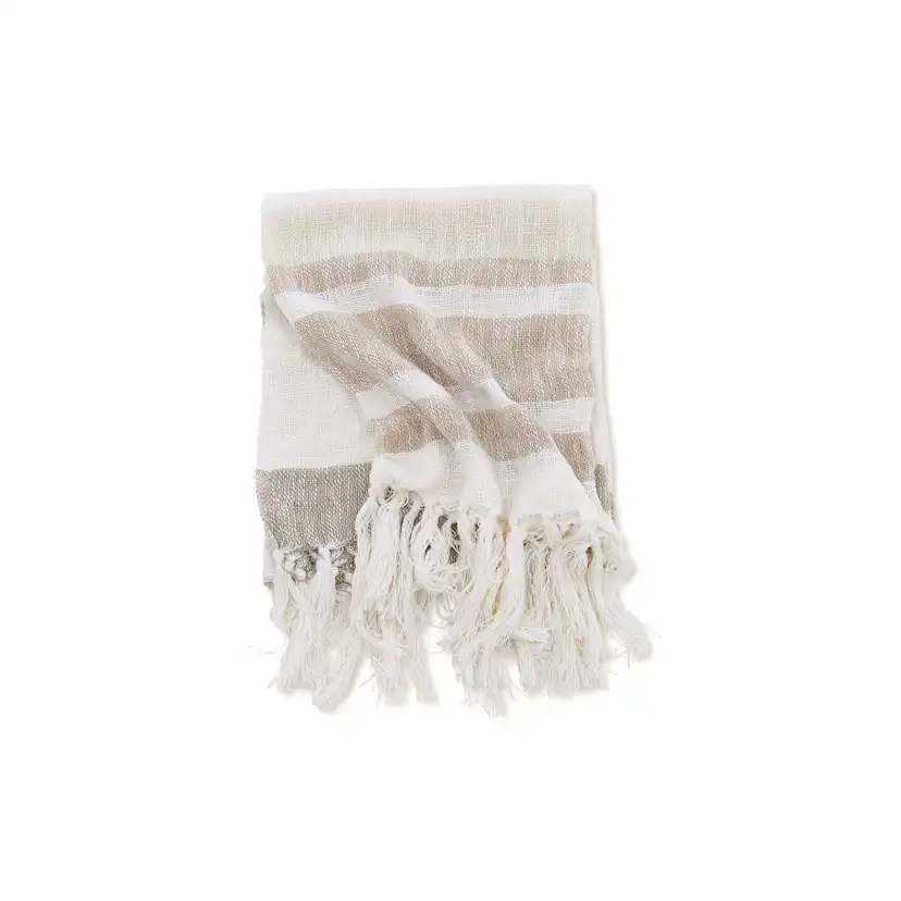 Sandy Throw Slub/polyester - Offwhite/beige/brown / - 130*17 Beige/Brun/Vit