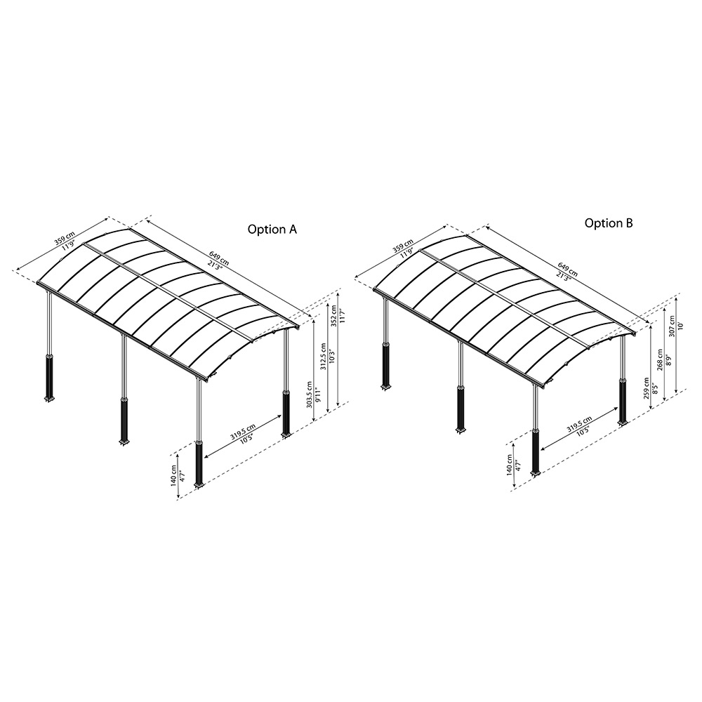 Carport Canopia by Palram Alpine I Metall För Husbil 3,6x6,5 m