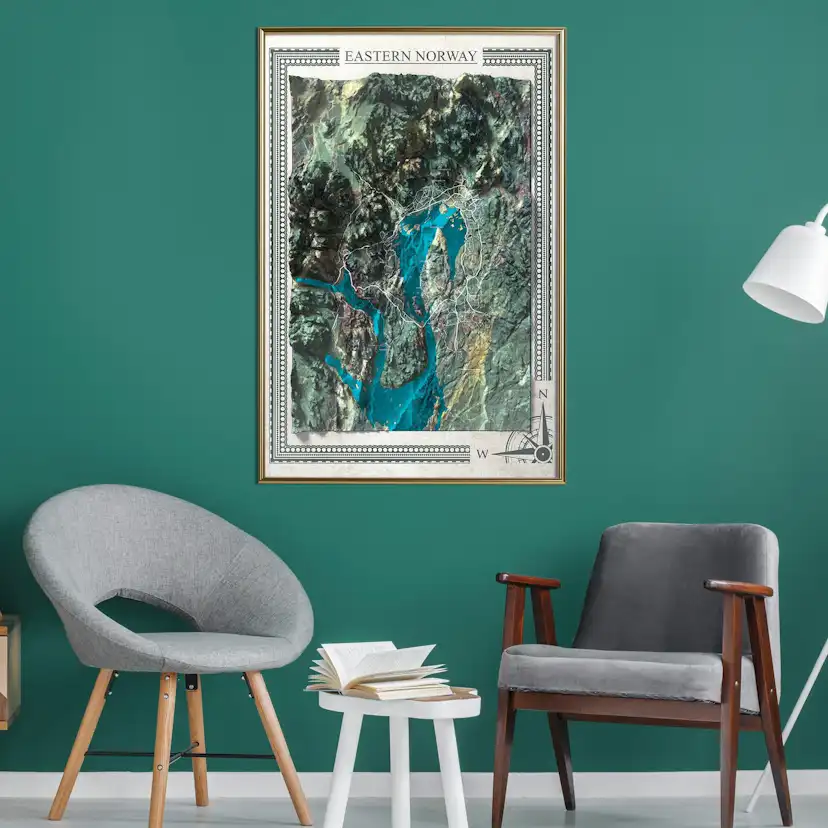 Poster Artgeist Affisch Isometric Map Eastern Norway