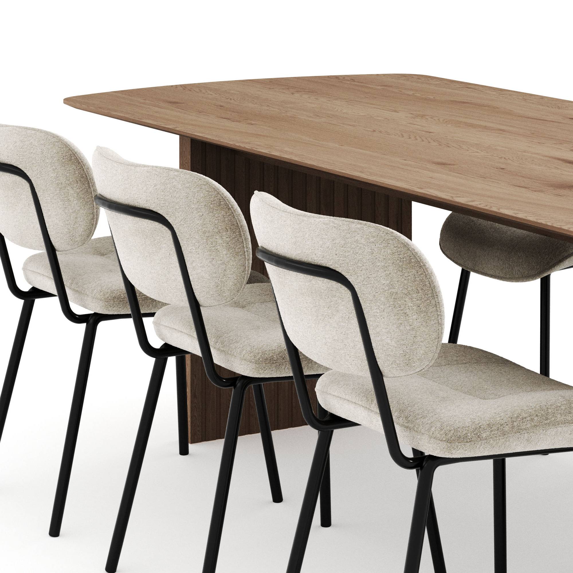 Matgrupp Bark Richeto Rektangulärt Matbord 240 cm med 6 Cyana Matstol