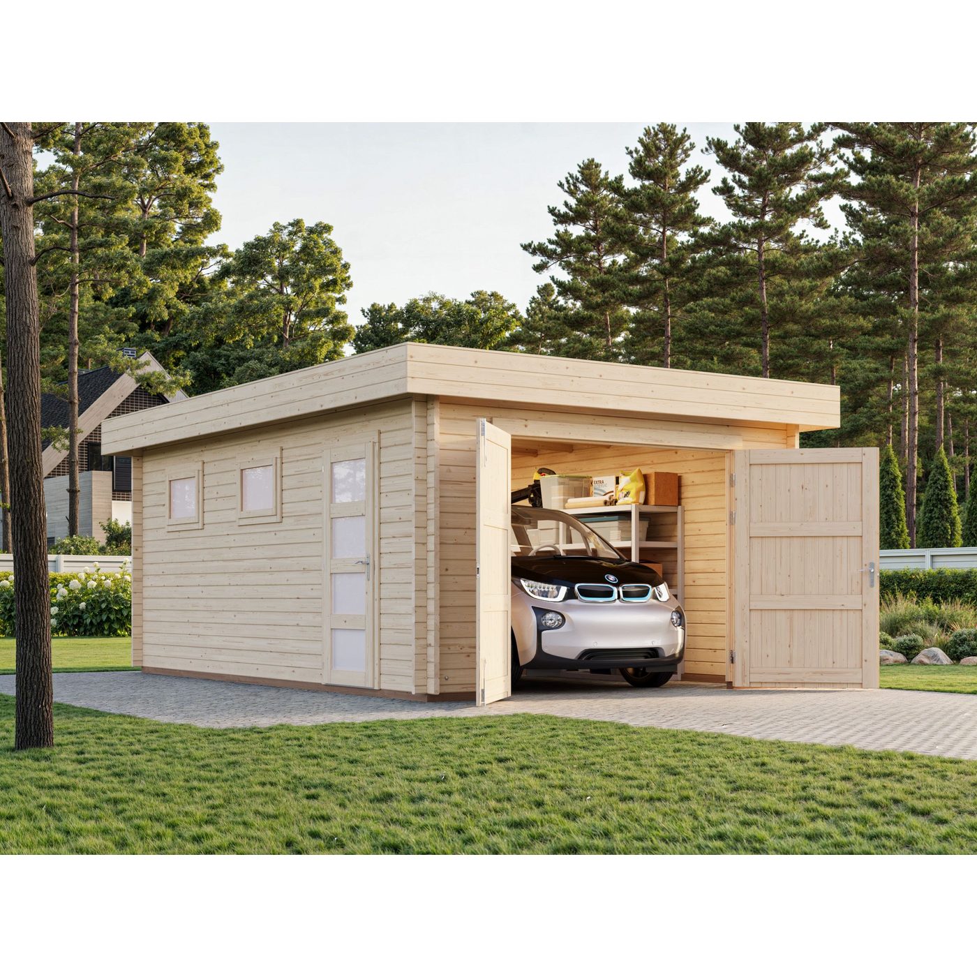 Garage Palmako Rasmus med Garagedörr 19,8 m2