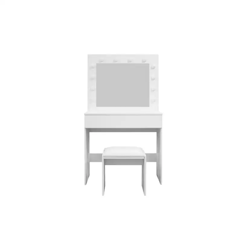 Sminkbord Scandinavian Choice Glow Komplett set med Spegel och Pall, LED-Belysning 80 cm