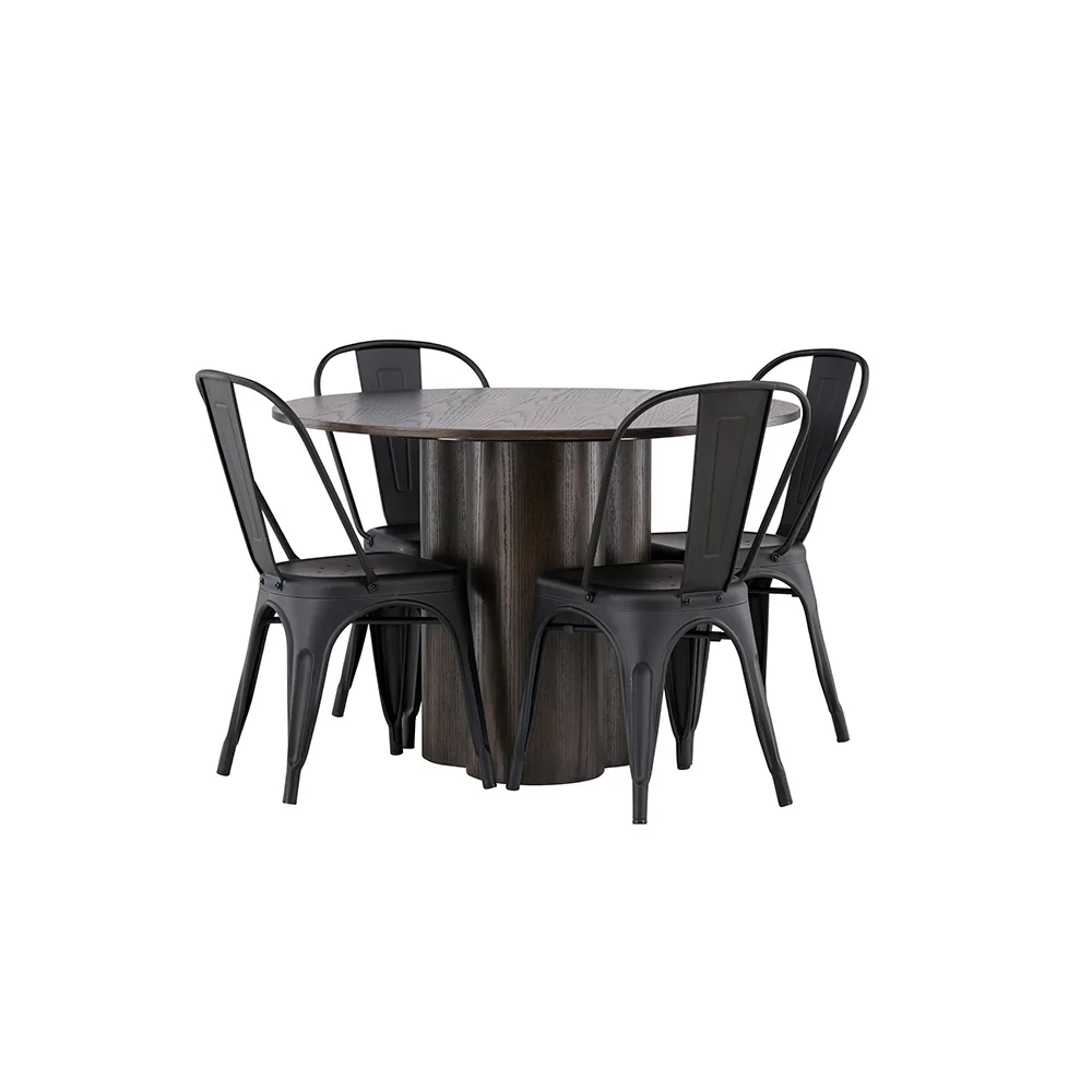 Spisegruppe Venture Home Olivia Ø 110 cm med 4 Tempe Stoler