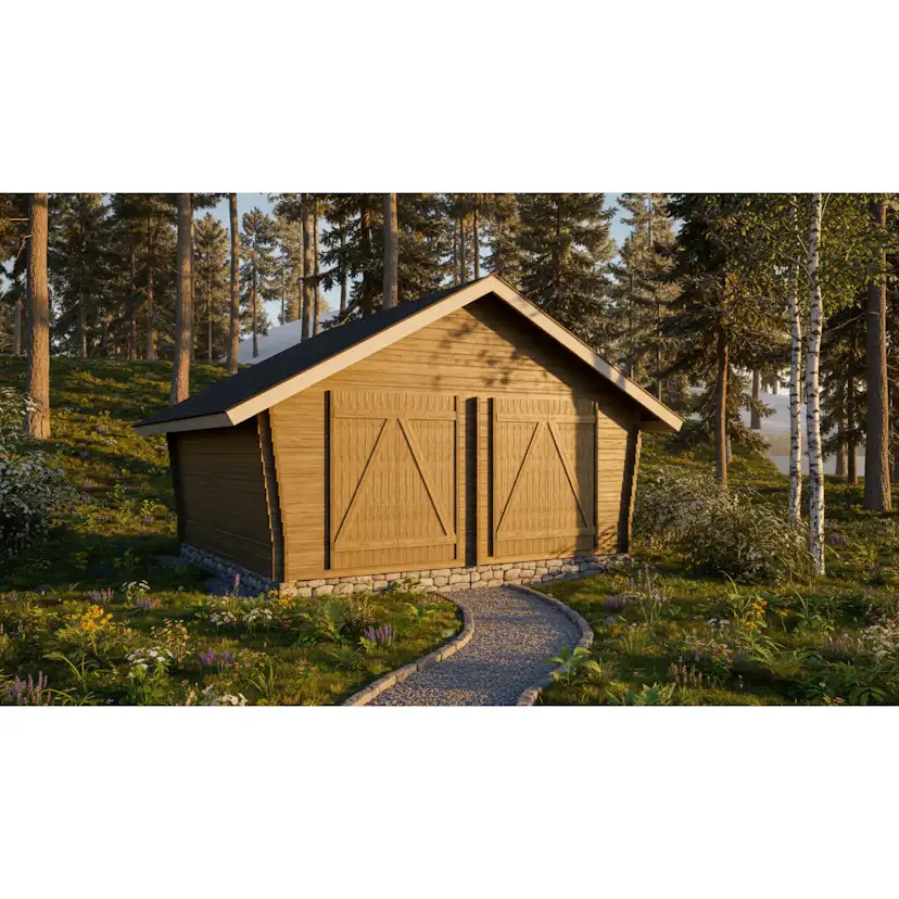Timmerförråd LP Garden U-XL (20m²) Lutande Tät Vägg