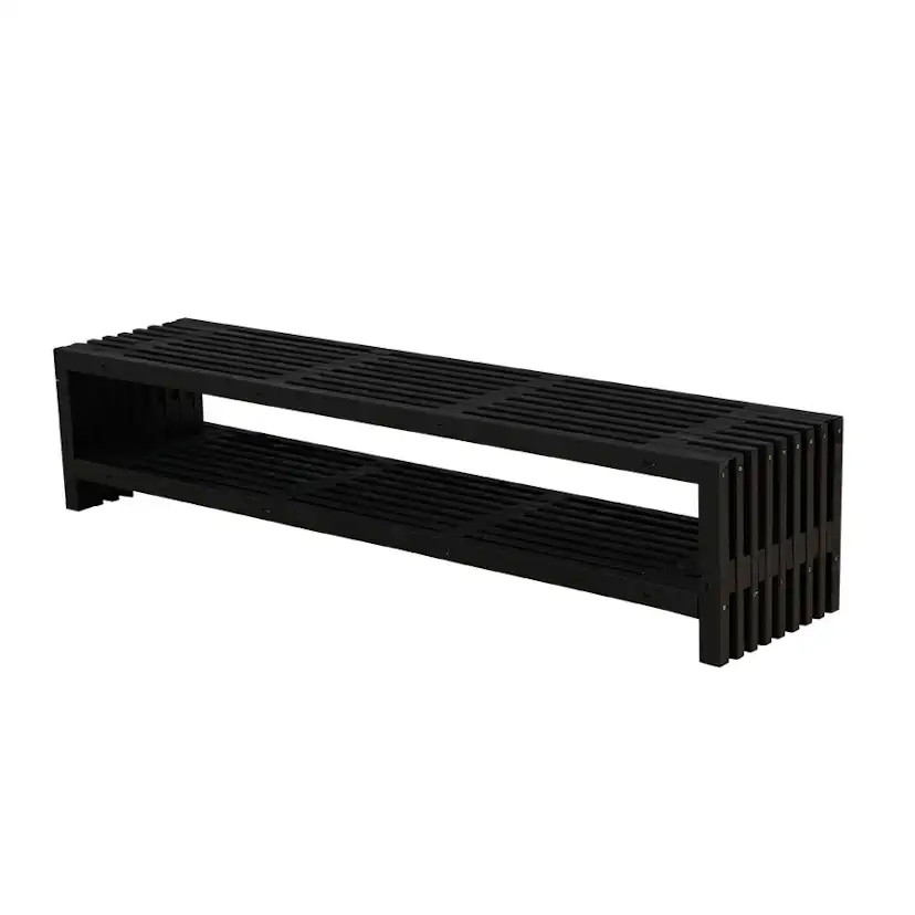 Trädgårdsbänk PLUS Rustik Design med Hylla 2180 mm