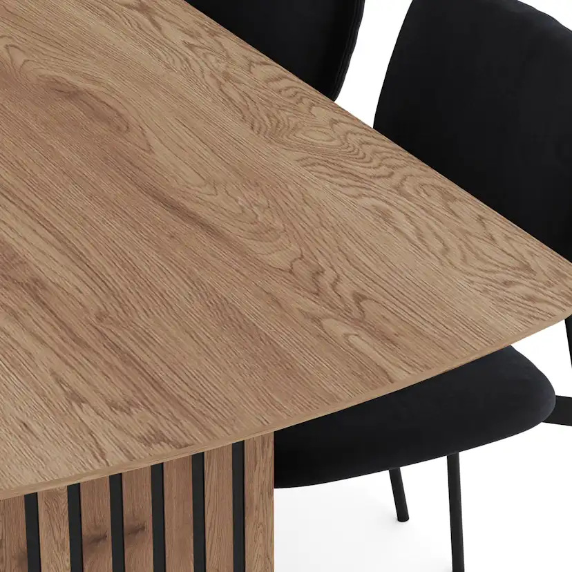 Matgrupp Bark Richeto Rektangulärt Matbord 240 cm med 6 Lowe Matstol Svart