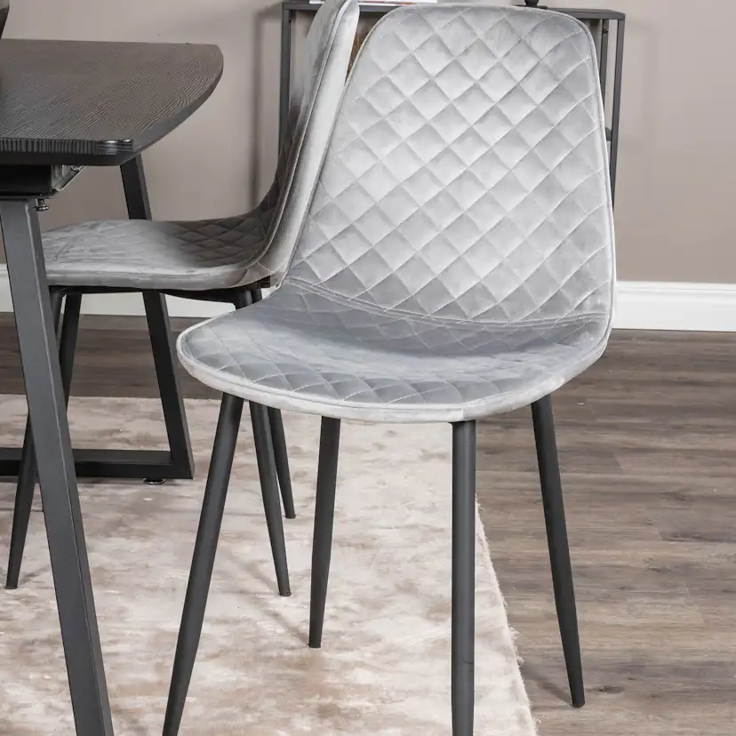 Inca Extentiontable - Black top /+Polar Diamond Chair -_4 Svart/Grå