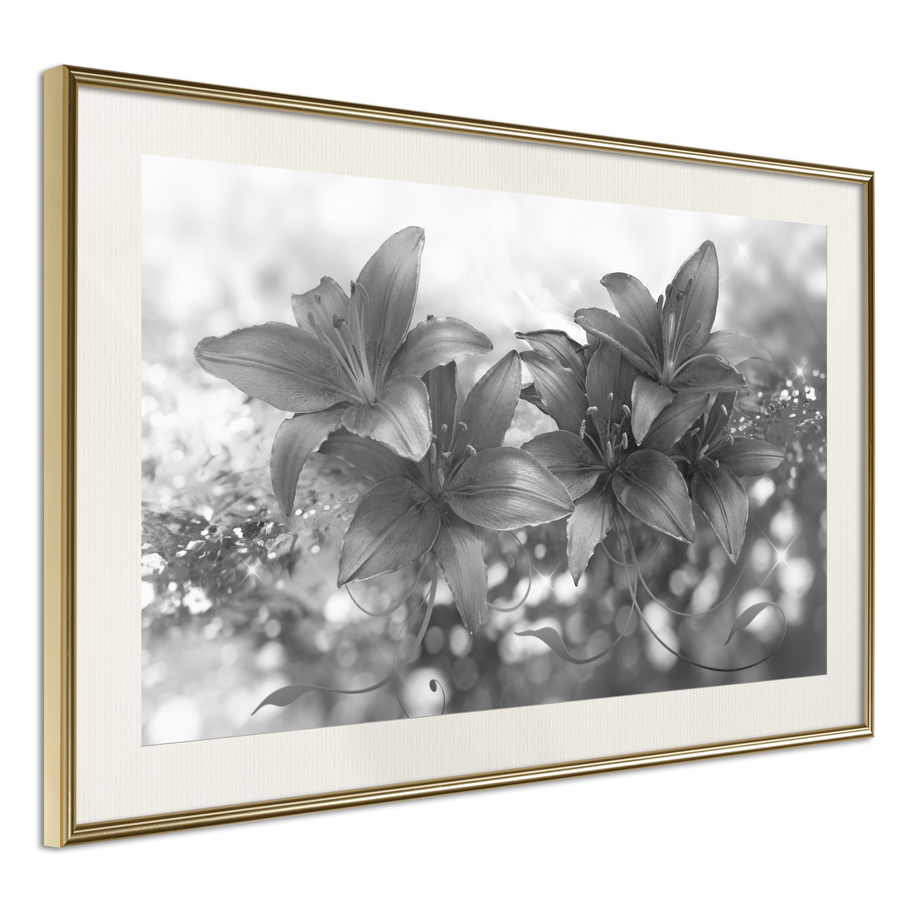 Affisch - Silver Bouquet [Poster] 30x20 Guld ram med passepartout, 30x20 cm