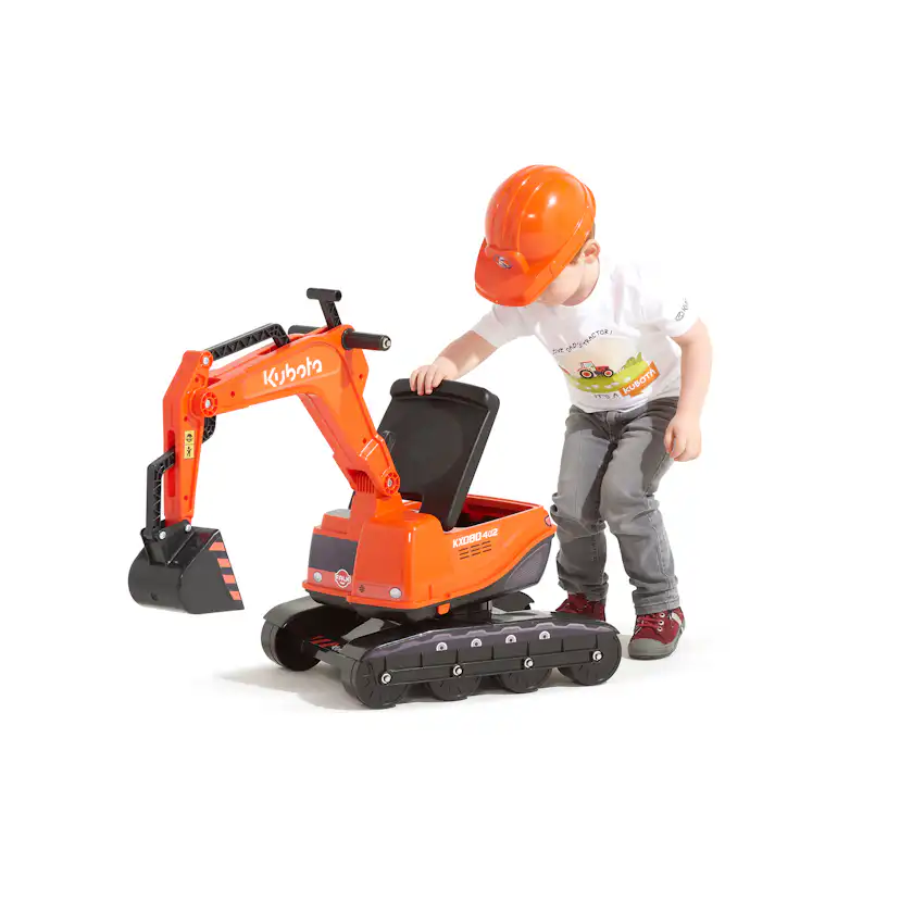 Trampbil Falk Kubota Grävmaskin Inkl. Hjälm för Barn