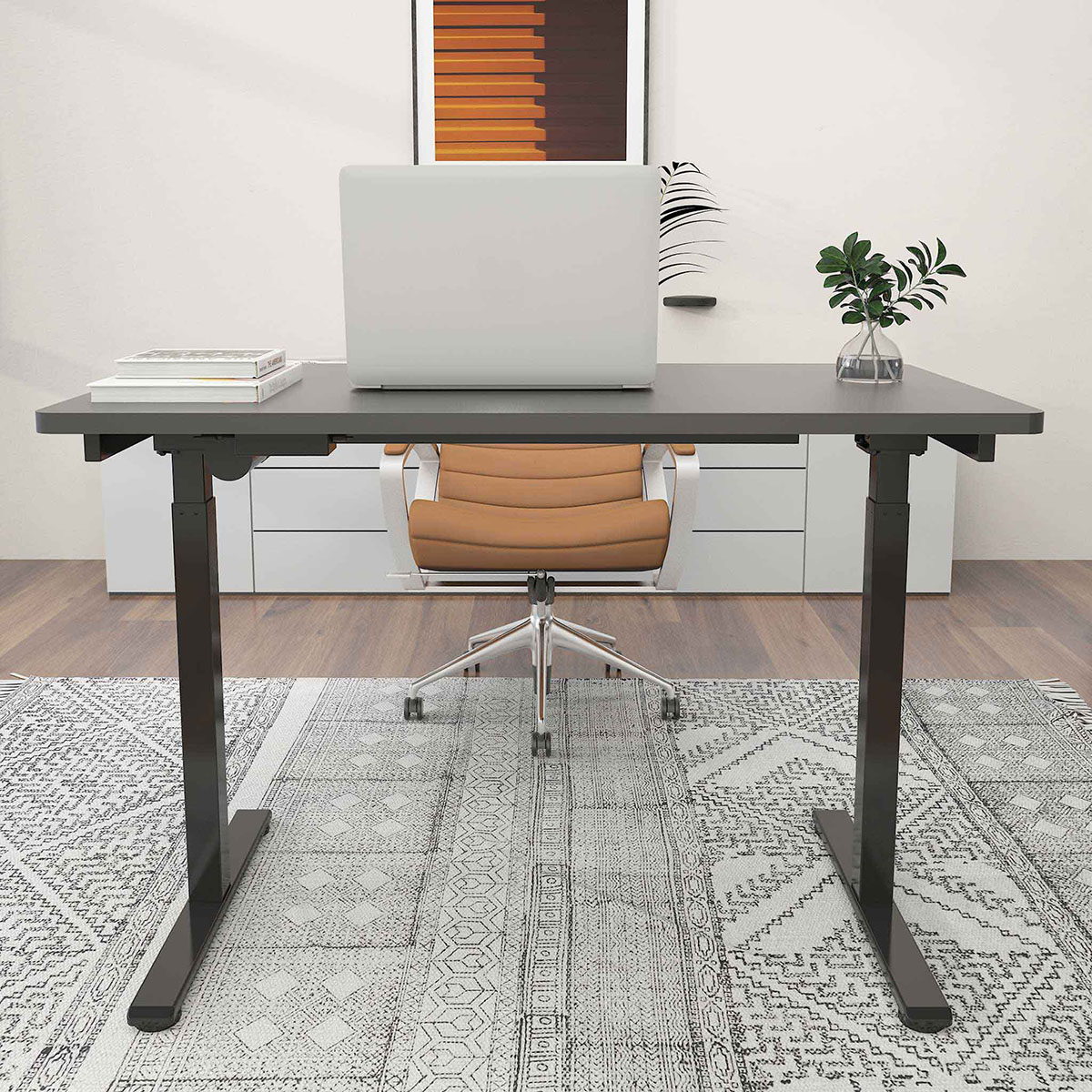 Lykke höj och sänkbart skrivbord M100, svart, 140 x 70 cm Svart
