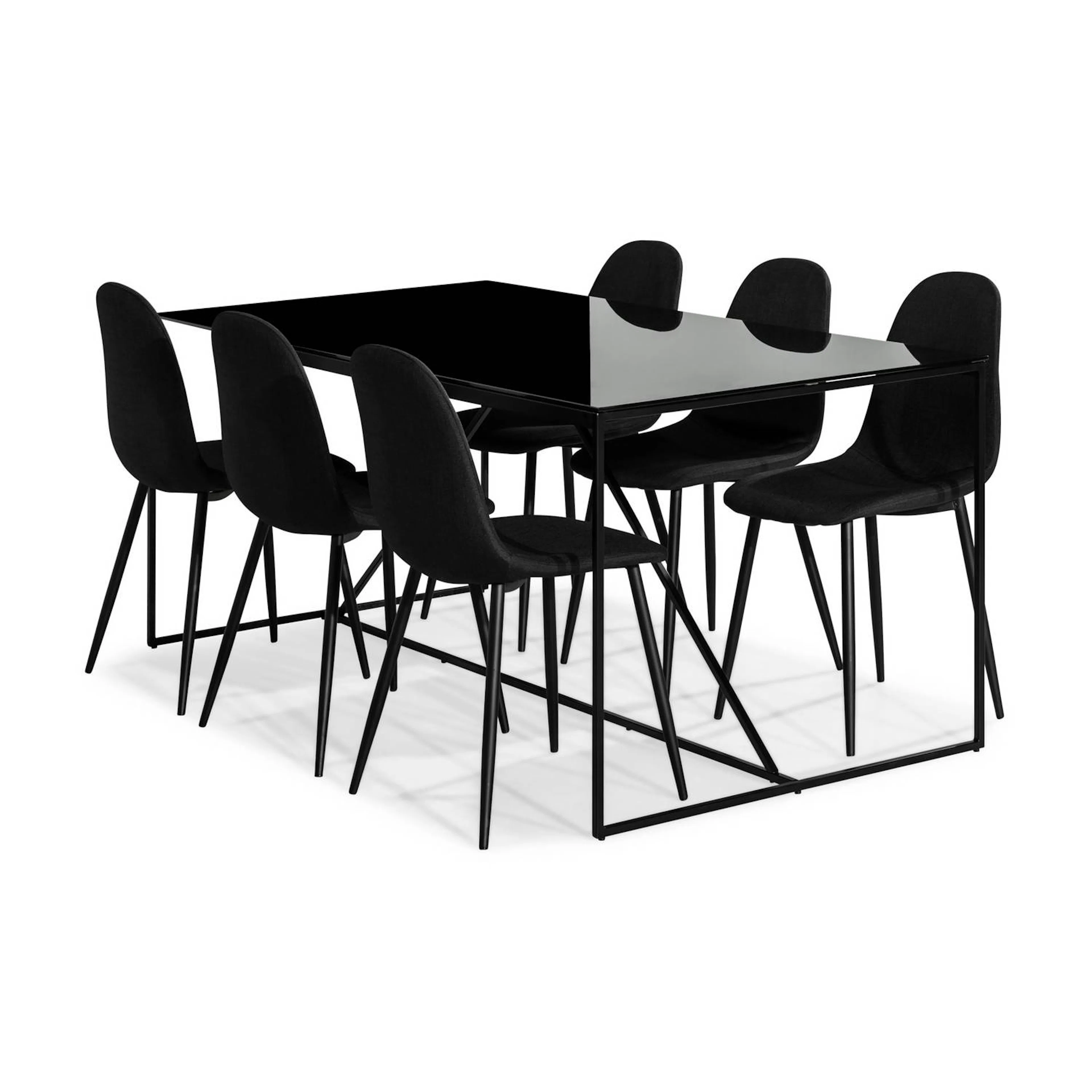Matgrupp Basic Home Indy Rektangulärt Matbord 180 cm med 6 Nibe Matstol
