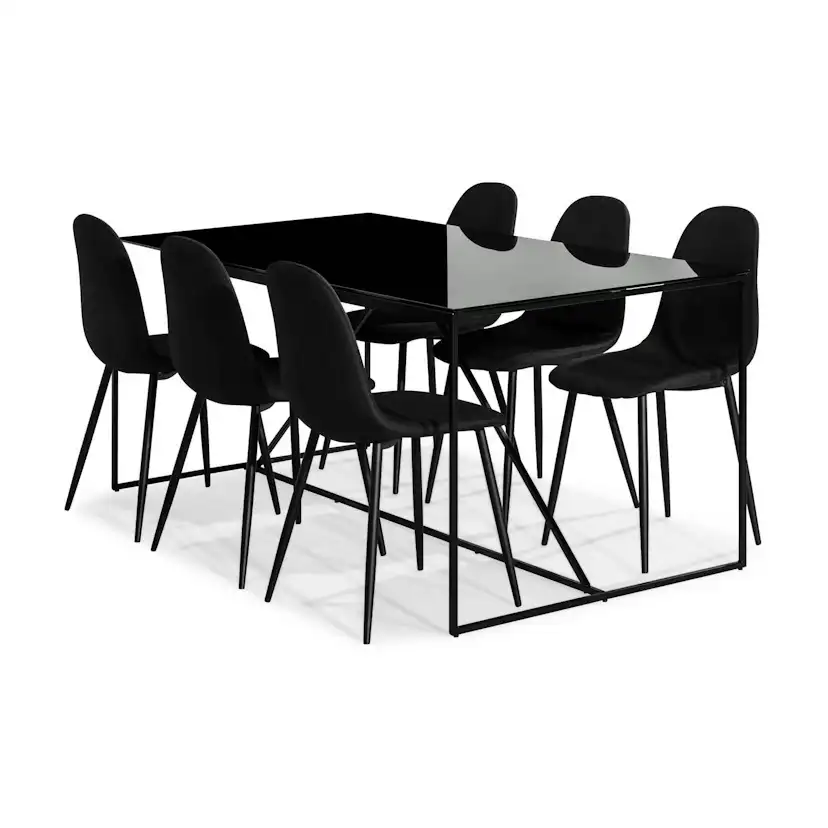 Matgrupp Basic Home Indy Rektangulärt Matbord 180 cm med 6 Nibe Matstol