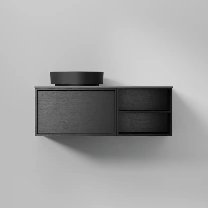 AIR Wood 100 D,Black Oak,Helfront 2 lådor (V),Öppen(H),996 Black Oak, Helfront med 2 lådor (V), Öppen förvaring (H)