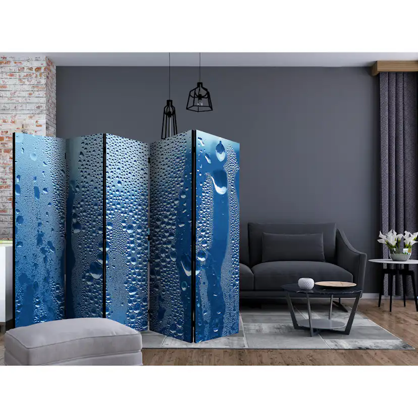 Rumsavdelare Skärmvägg Arkiio Water Drops on Blue Glass II 225x172 cm
