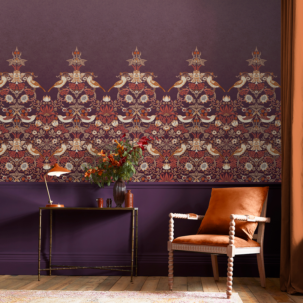 Fototapet William Morris At Home Strawberry Thief Plum