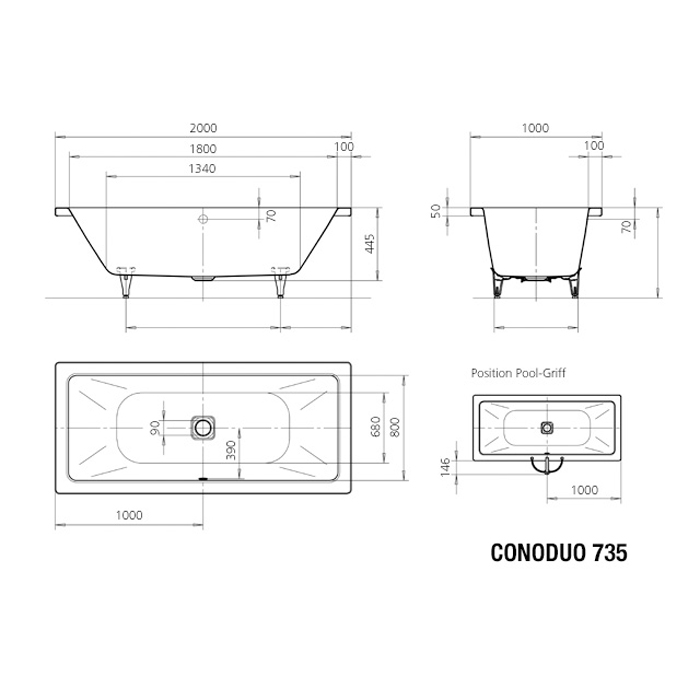 Inbyggnadsbadkar Kaldewei Cono Duo
