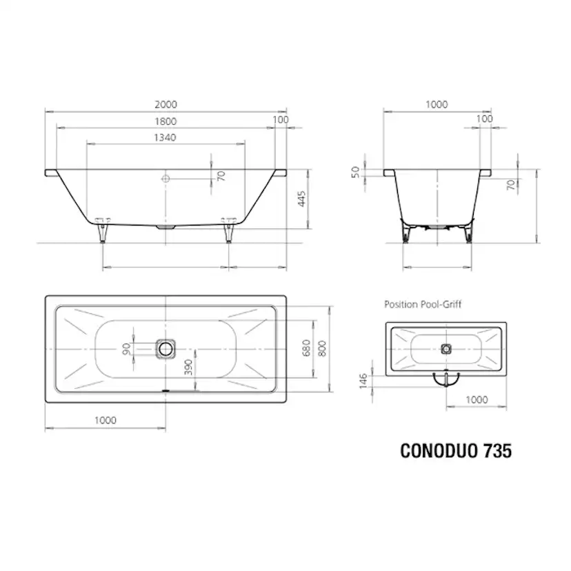Inbyggnadsbadkar Kaldewei Cono Duo