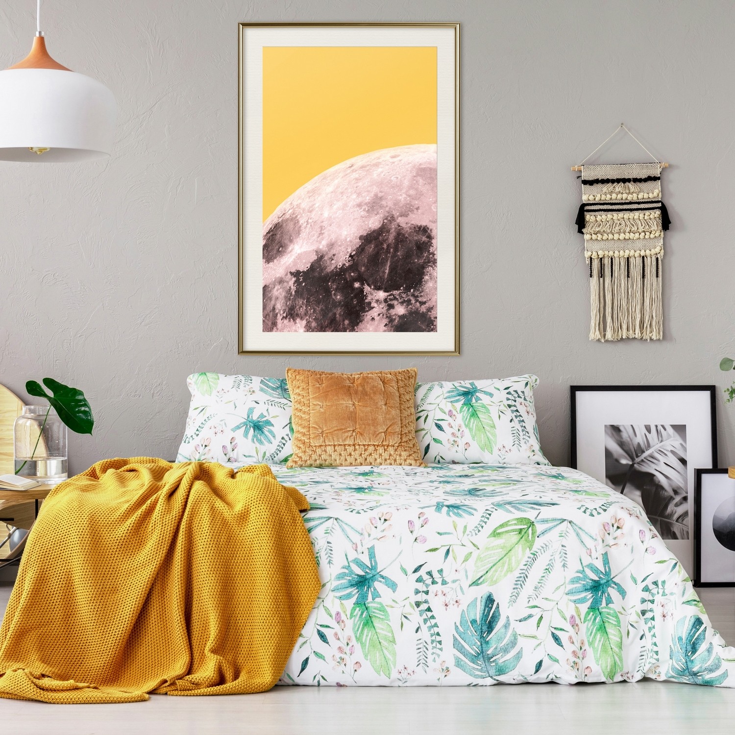 Affisch - Sunny Moon [Poster] 30x45 Guld ram med passepartout, 30x45 cm