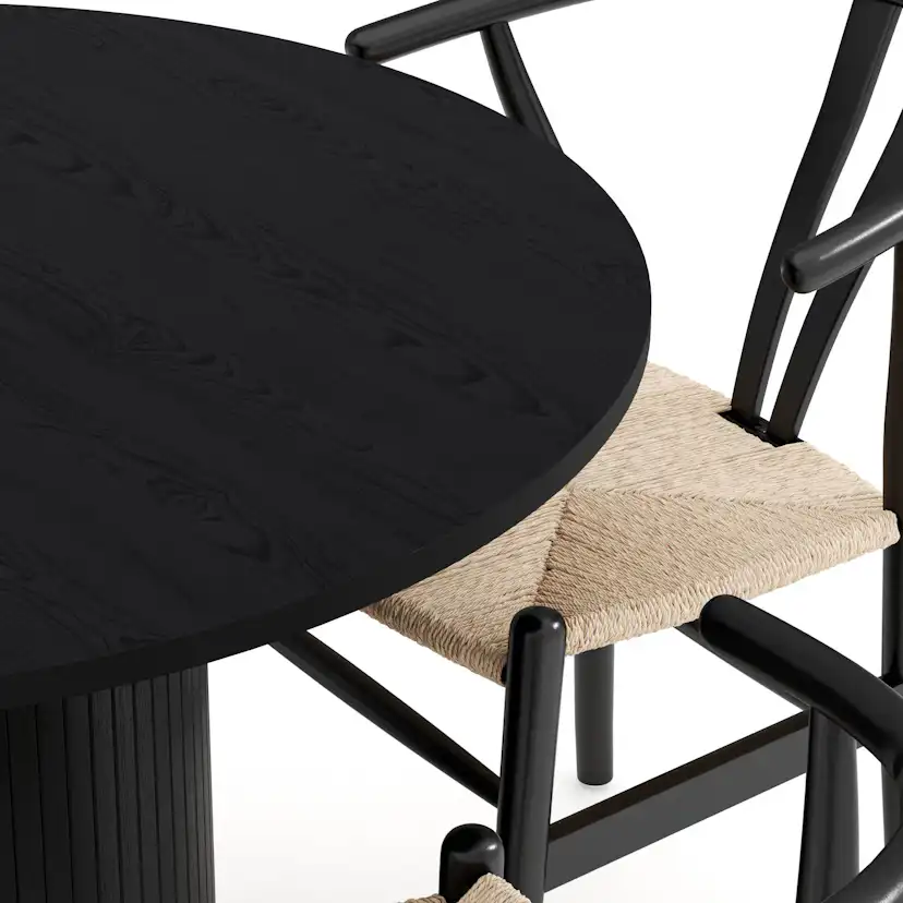 Matgrupp Bark Kopparbo Runt Matbord 106 cm med 4 Dastoori Matstol