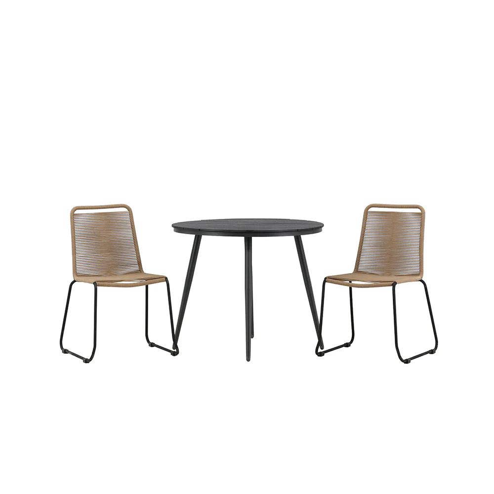 Break - Dining Table Round- Black / Black - Alu / Aintwood - Beige/Svart