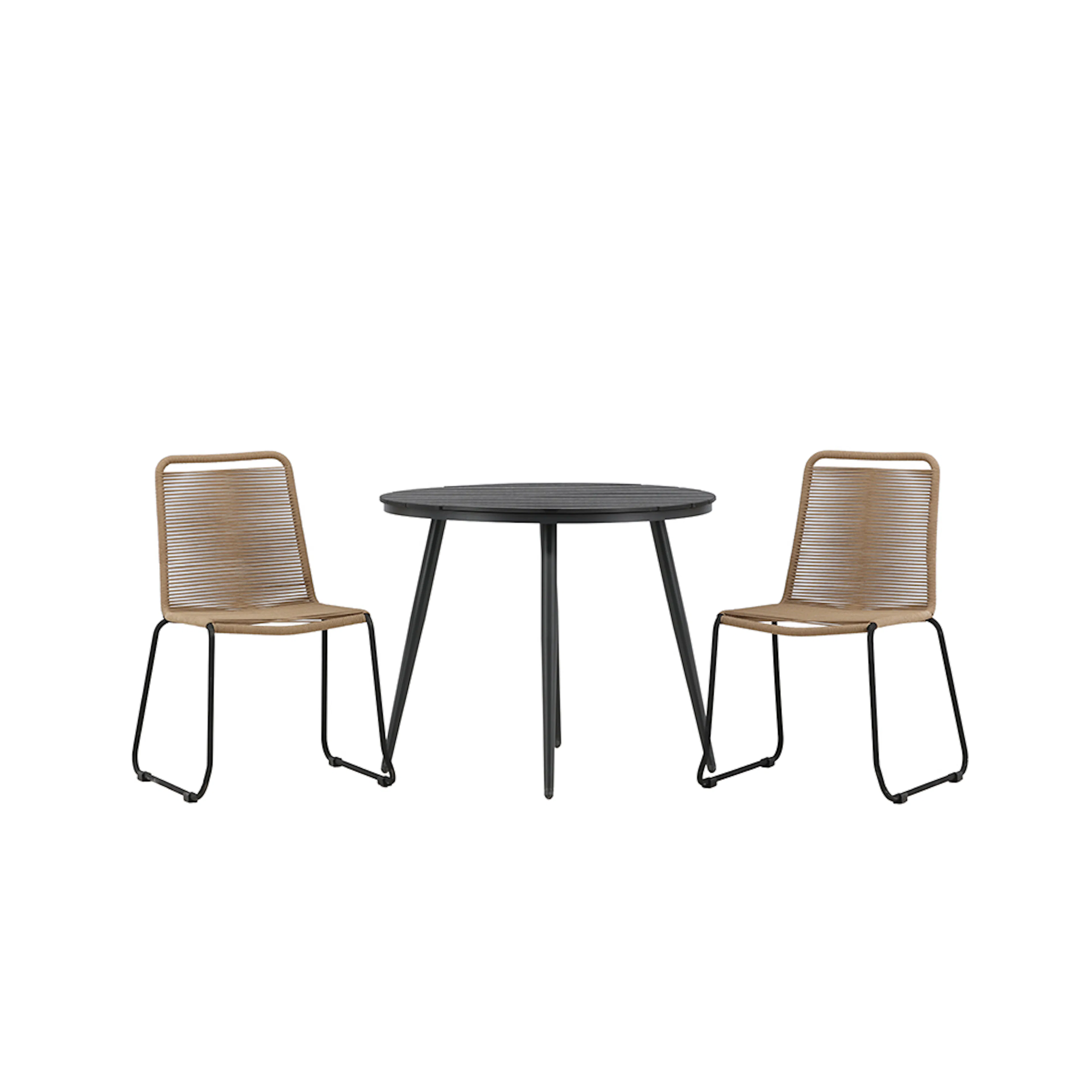 Break - Dining Table Round- Black / Black - Alu / Aintwood - Beige/Svart