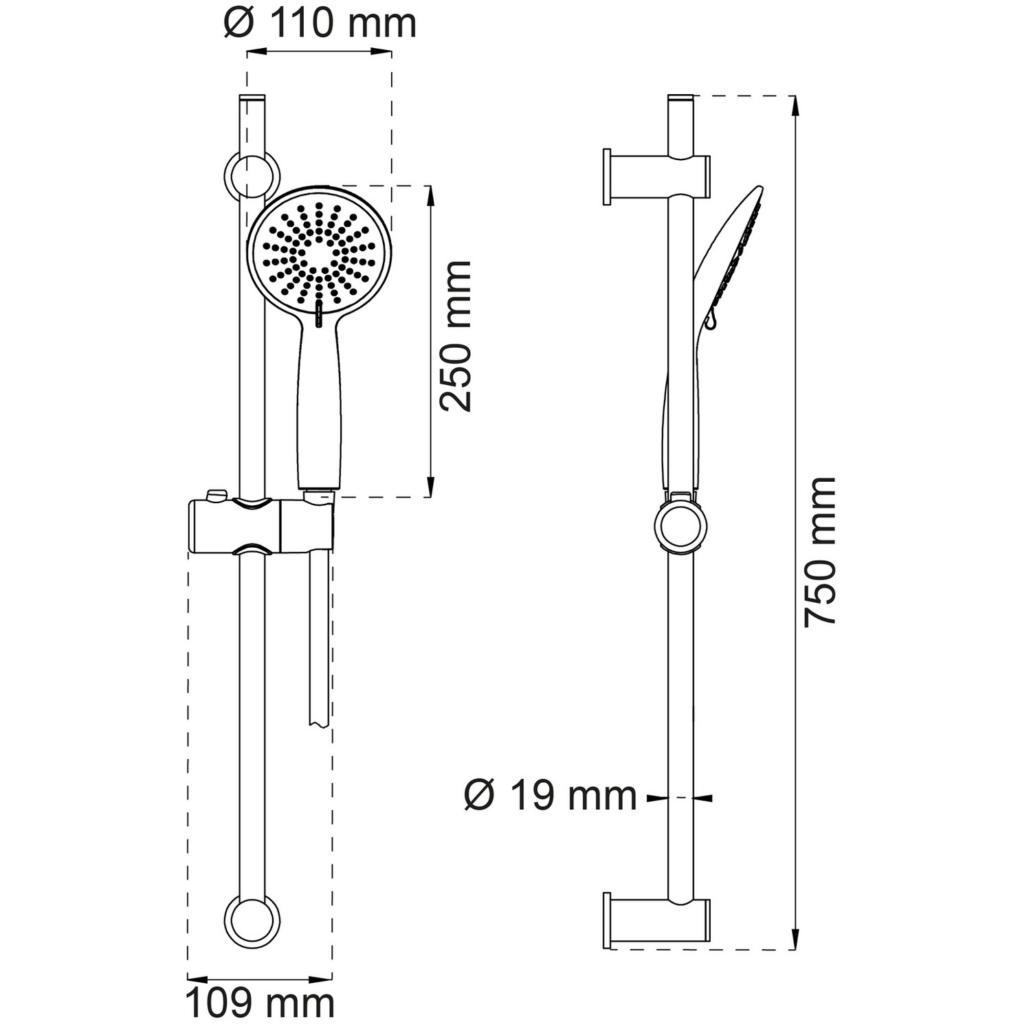 Duschset Habo Dahlia 3-strålval Krom