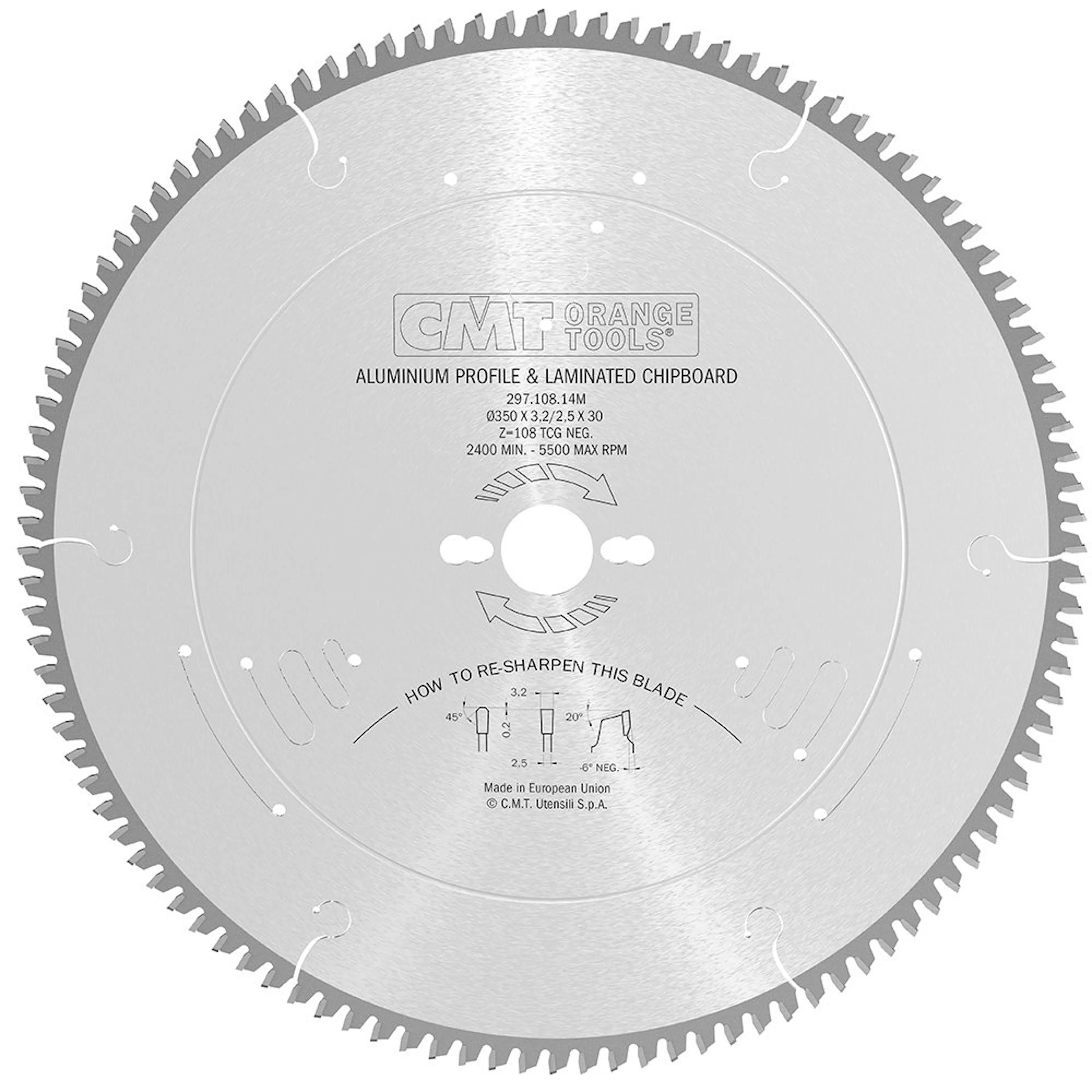Sågklinga 350x3,2x32 T108 NE NEG Alu/laminat 350x3,2x32 mm