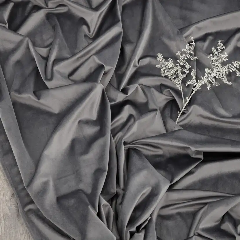 Mary Curtain Polyester/velvet - 2-pack - Grey / - 135*250 Grå