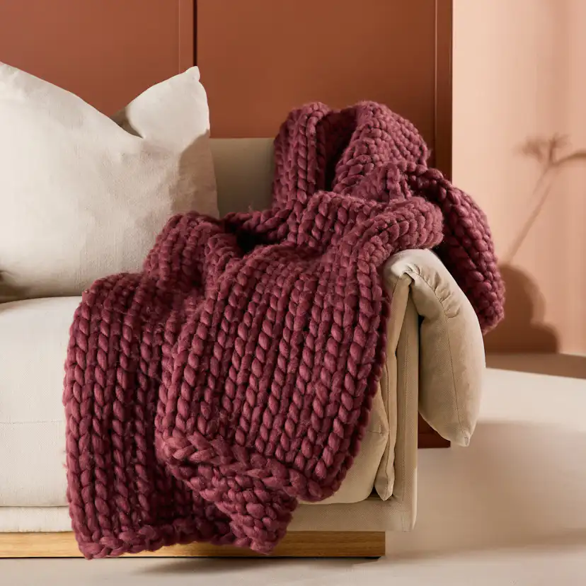 Kate Throw 170 x 130 cm - / Burgundy Polyester Pläd Venture Home Kate