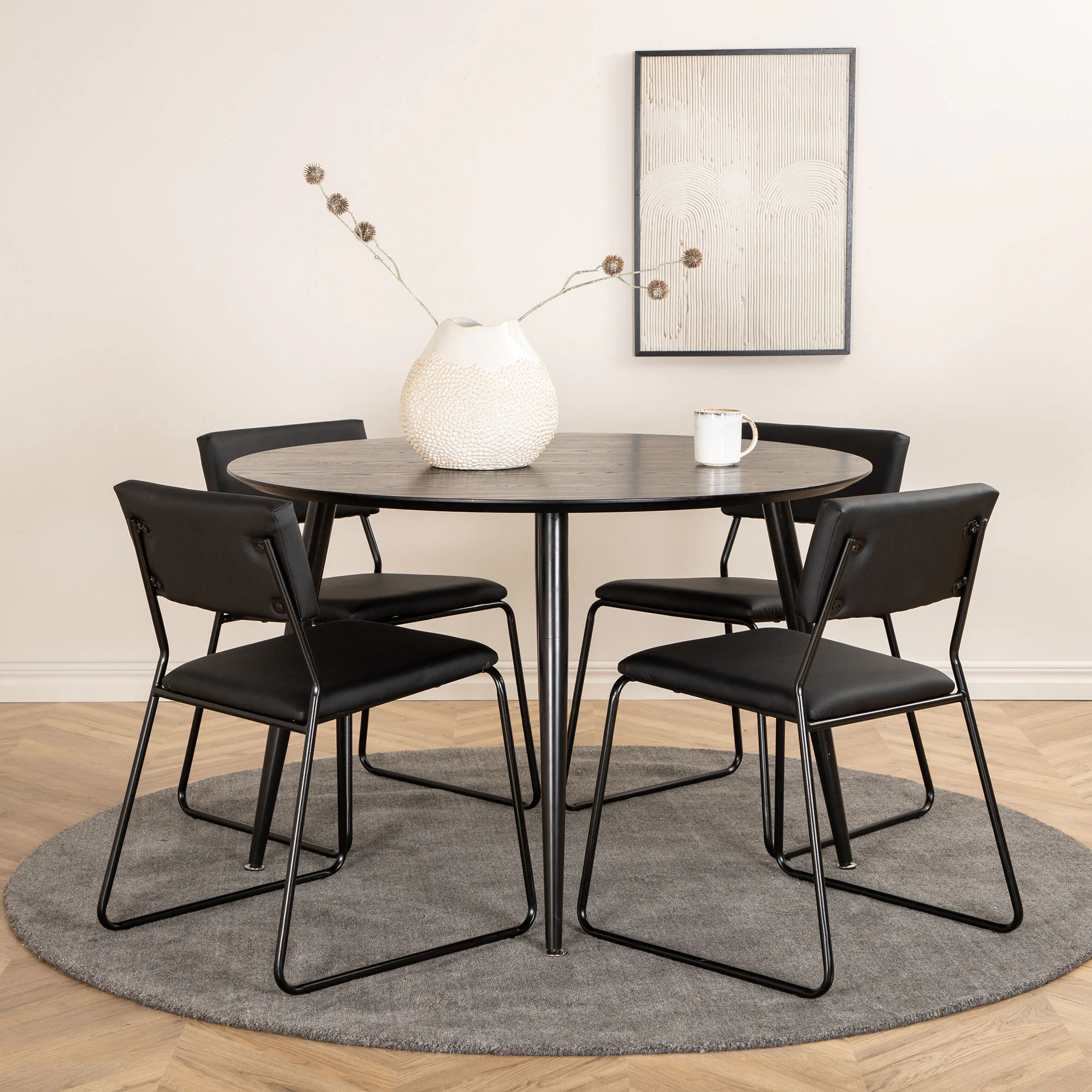 Matgrupp Venture Home Dipp Ø115 cm med 4 Kenth Stolar