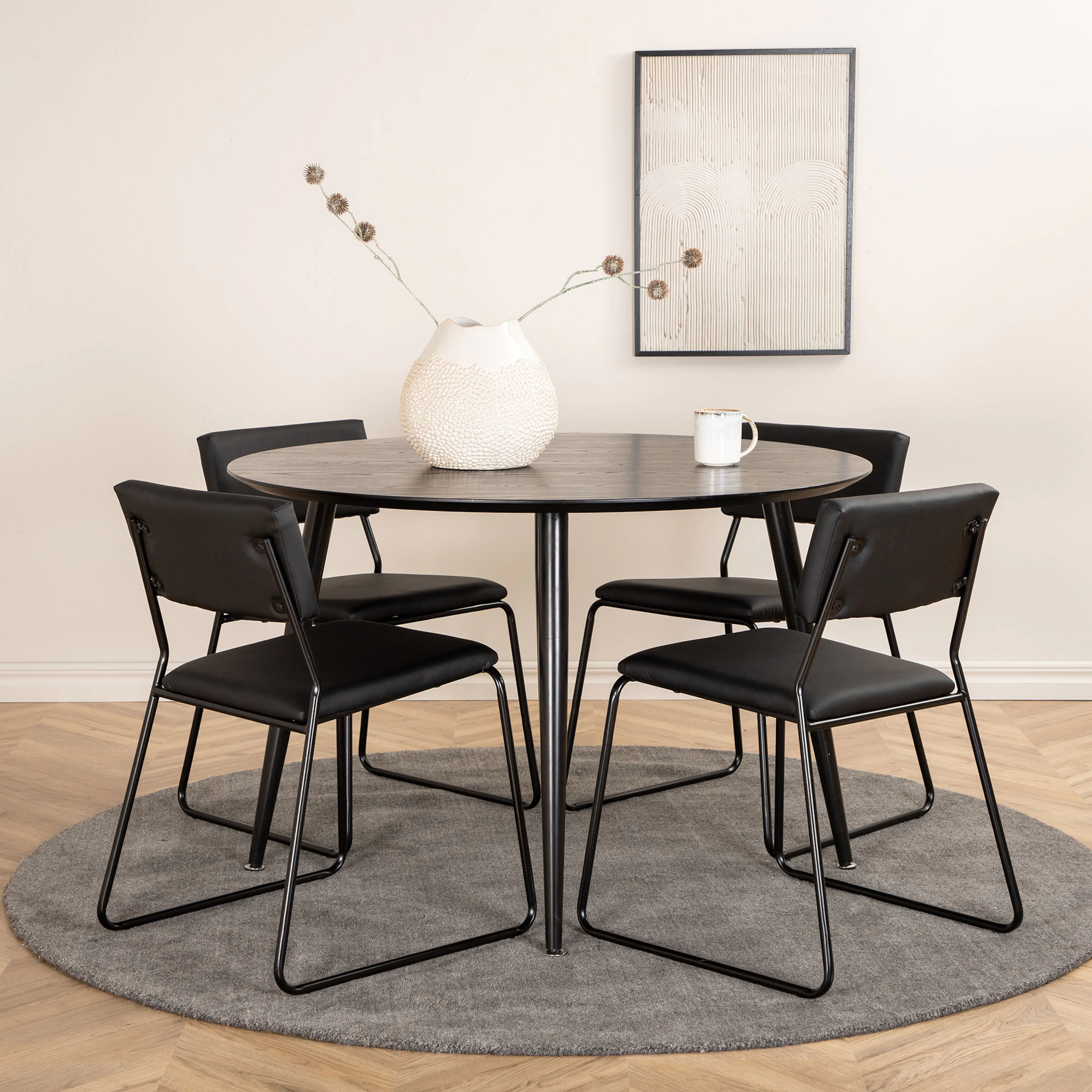 Matgrupp Venture Home Dipp Ø115 cm med 4 Kenth Stolar