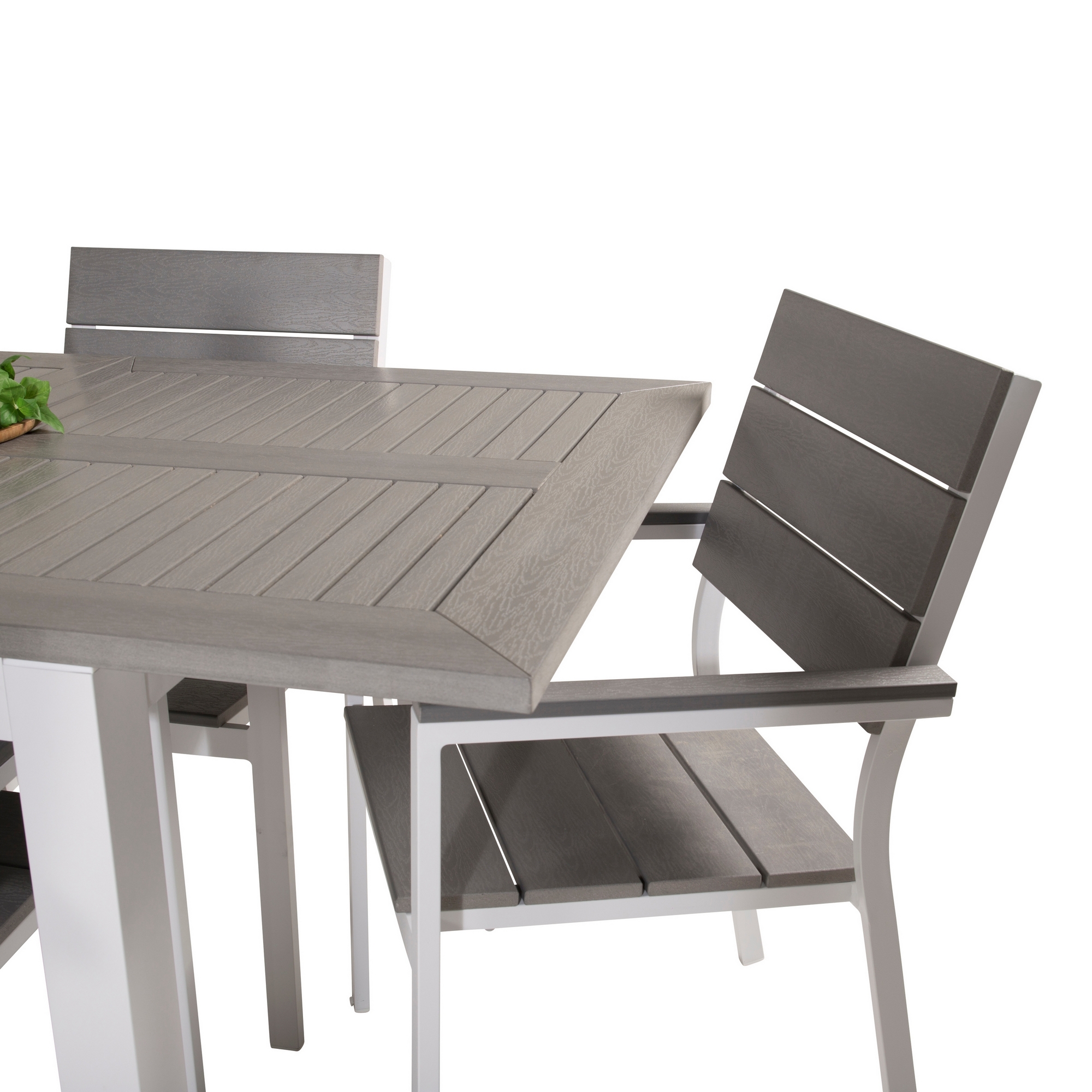 Albany Dining Table 152/210*90 - White Alu / Grey Aintwood+L Vit/Grå