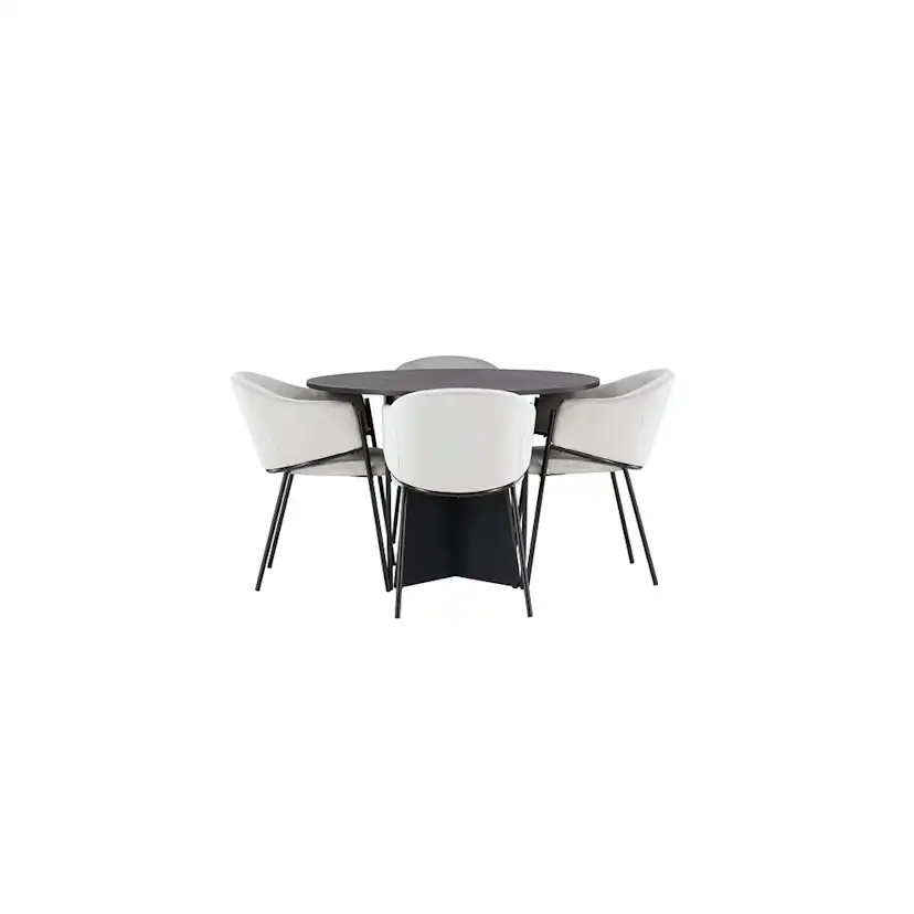 Matgrupp Venture Home Bootcut Ø110 cm med 4 st Evelina stolar