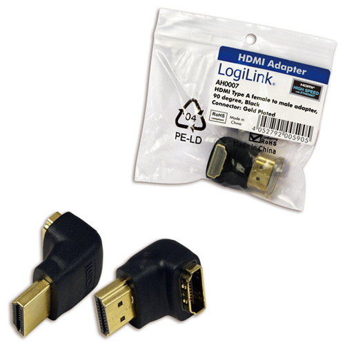 Vinklad HDMI-adapter LogiLink Hane till Hone 2 st
