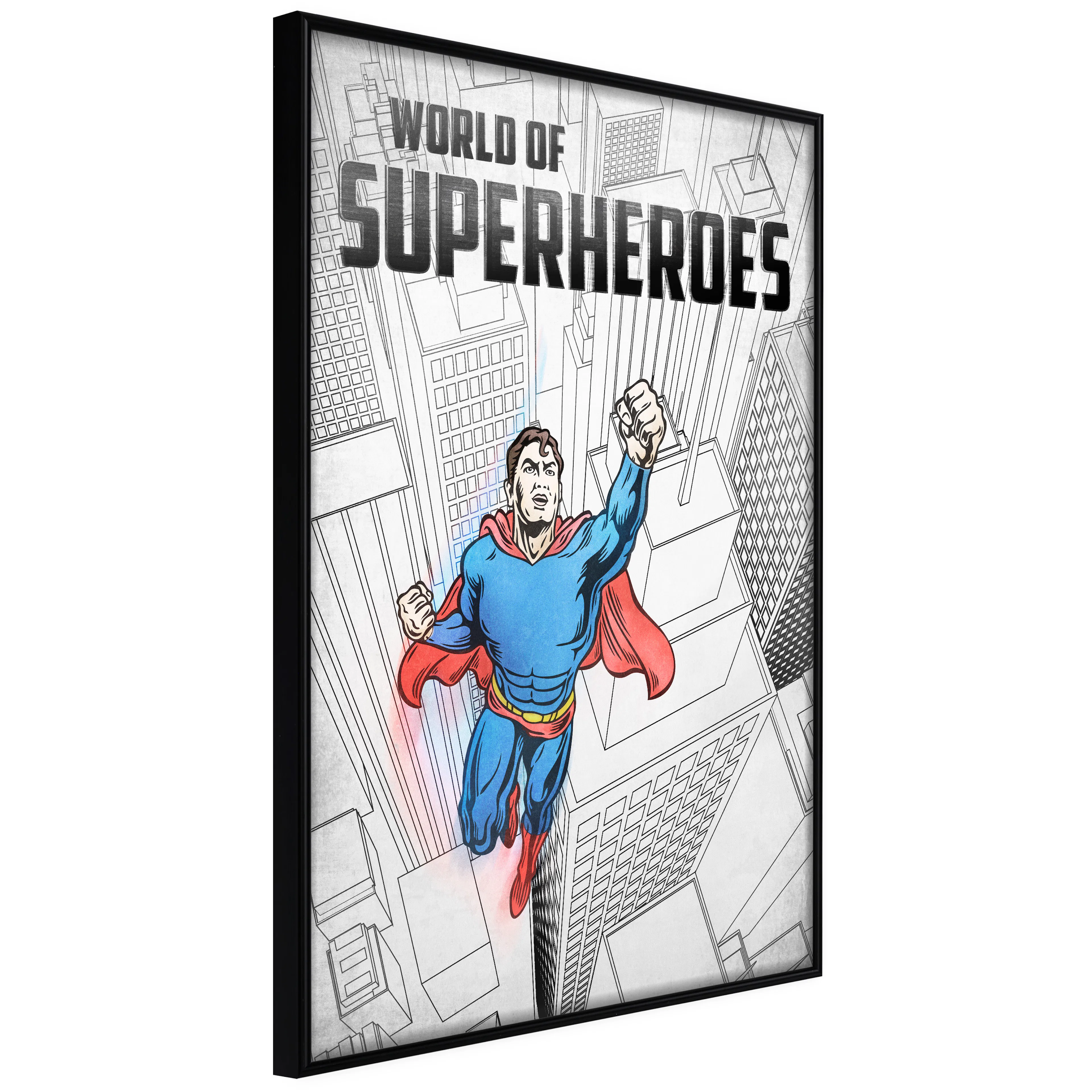 Affisch - World of Superheroes [Poster] 40x60 Svart ram, 40x60 cm