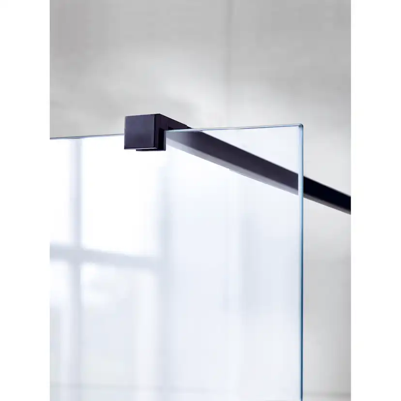180° Duschhörna Rak/Fast 100x100 Svart Matt/Klarglas Profil: Svart Matt, Klarglas, Fast vägg: 1000 mm, Duschdörr: 1000 mm
