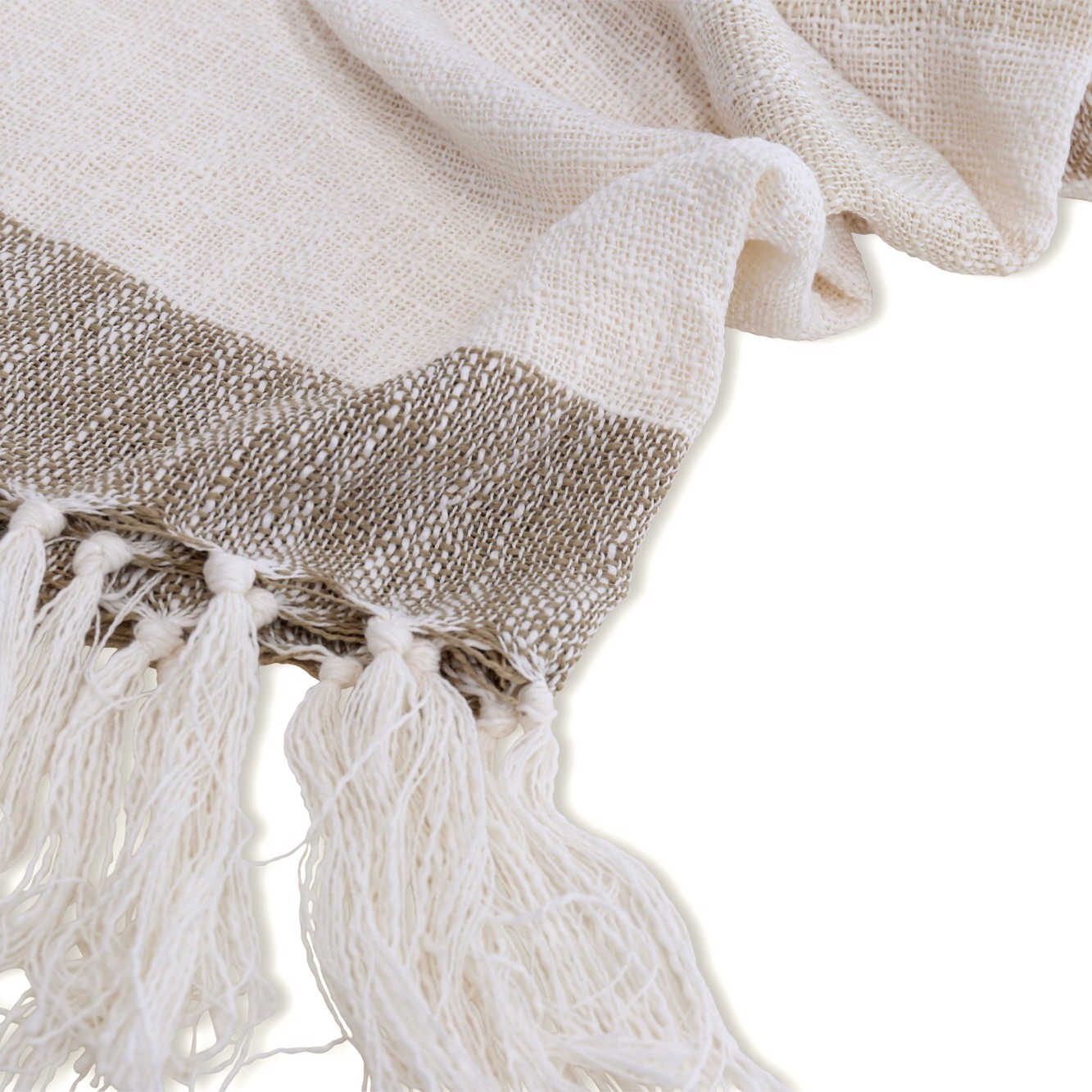 Sandy Throw Slub/polyester - Offwhite/beige/brown / - 130*17 Beige/Brun/Vit