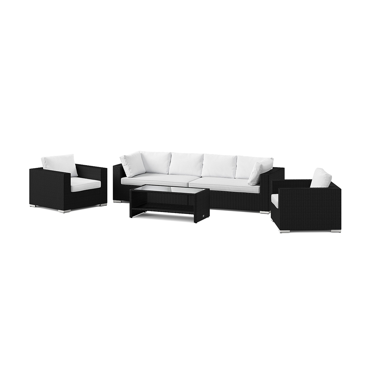 Loungegrupp Comfort Garden Bahamas utomhus soffgrupp 6-sits med två fåtöljer och bord med hylla