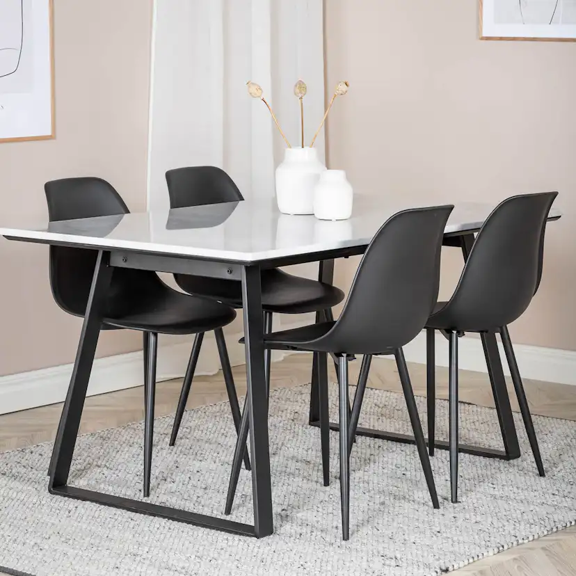 Estelle Table White / Black+Polar Chair - / Black Plastic_4 Vit/Svart