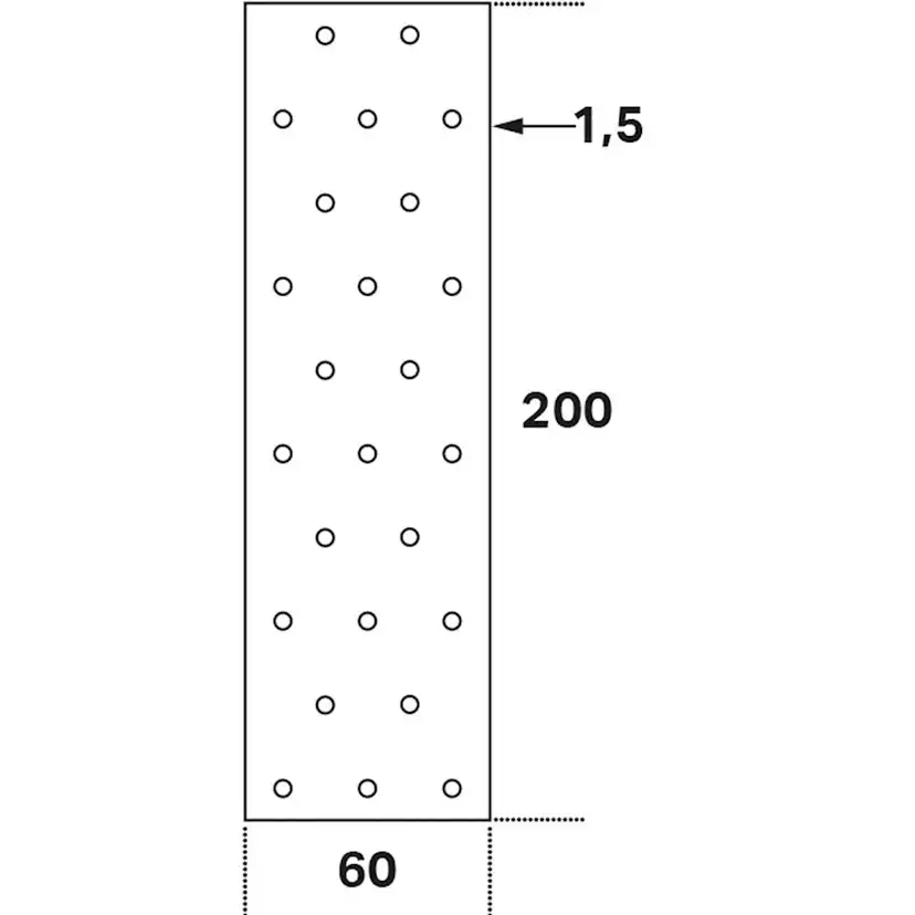 Hålplatta Hp 60x200x1,5 60x200x1,5 mm