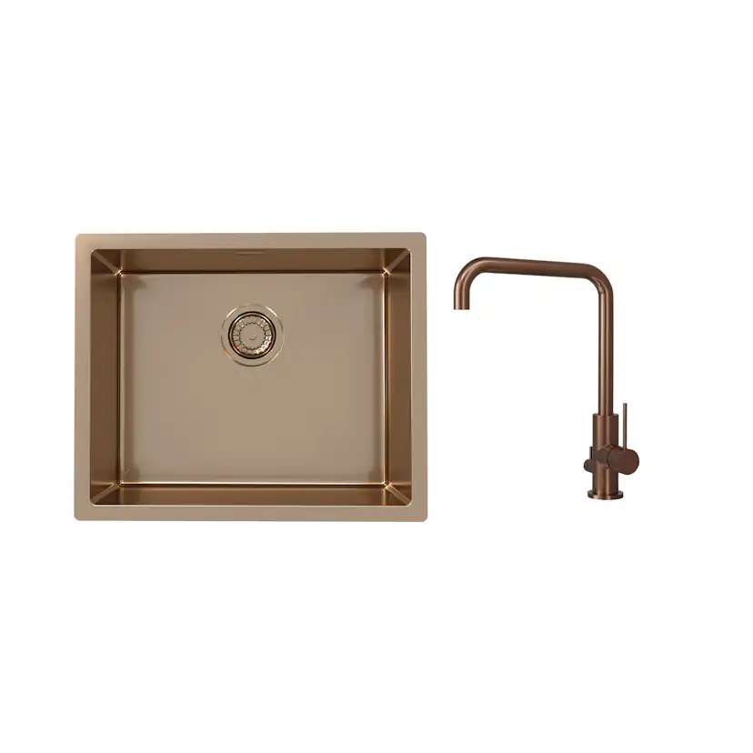 Diskho Stala Monarch-50 med Köksblandare Scandtap Steel Mood DxKoppar/Amber