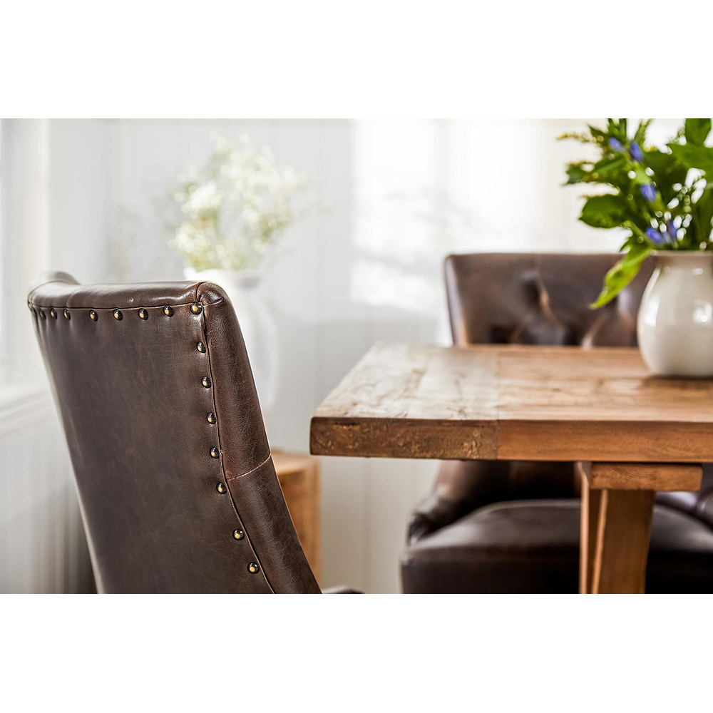 Matgrupp Manor House Lyon Förlängningsbart Matbord & 6 Tuva Stolar Trä/Brun Almträ