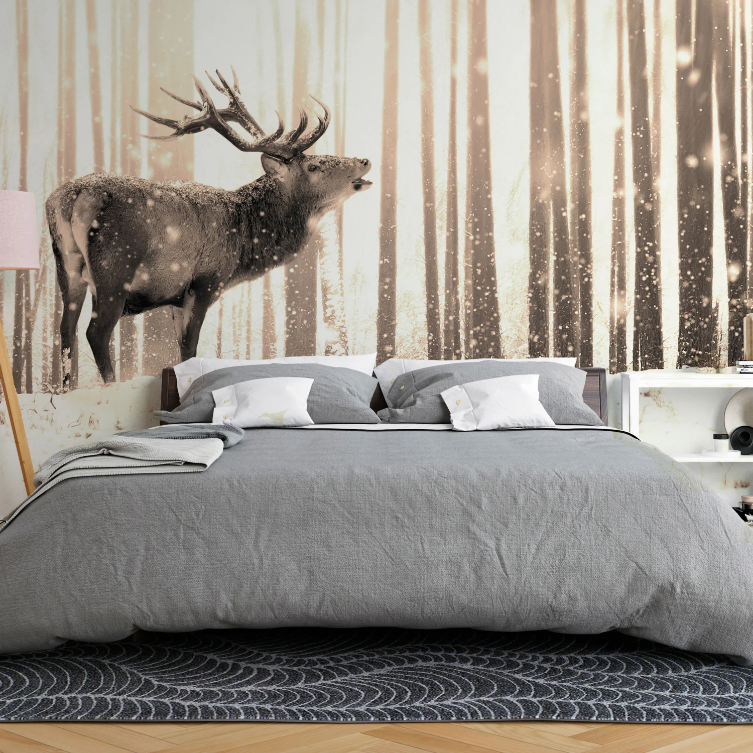 Fototapet - Deer in the Snow (Sepia) 450x315 450x315 cm