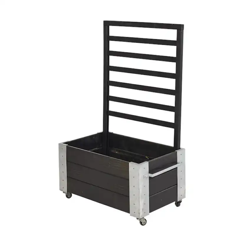 Blomlåda PLUS Cubic med Spalje Svart 87x50x130 cm