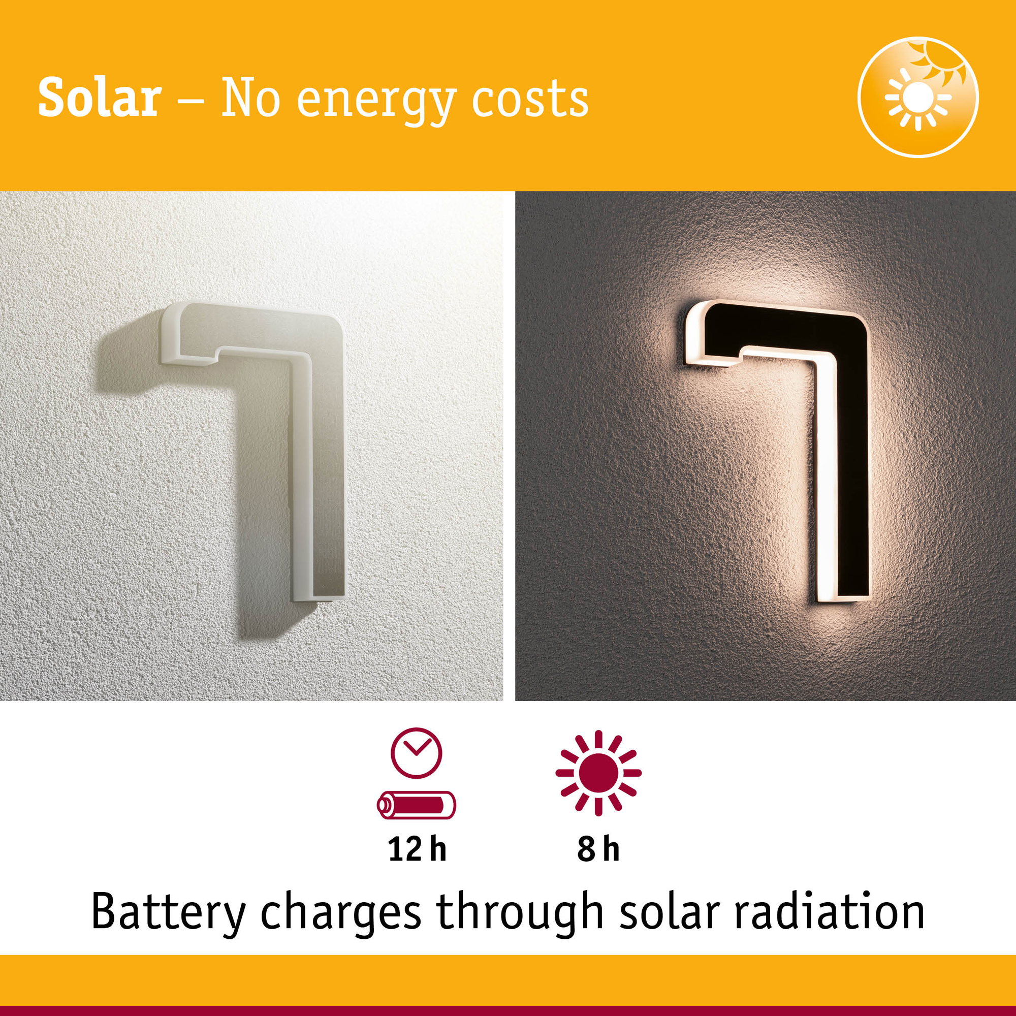 Fasadbelysning Solcell LED Paulmann Husnummer 0-9 med belysning inkl. utbytbart batteri IP44