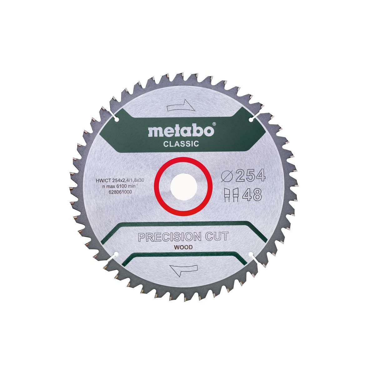 Sågklinga Metabo HM Precision Cut Wood Classic 254x30 Z48 WZ 5°neg