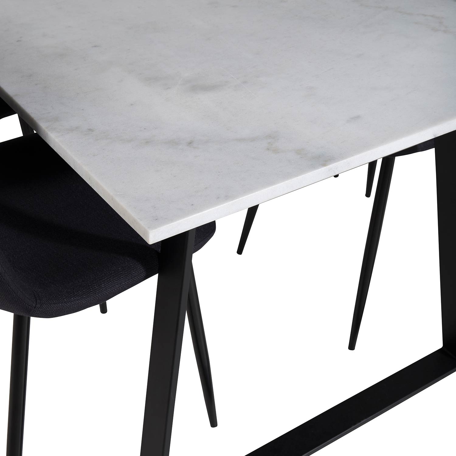 Estelle Table White / Black+Polar Chair - - Black Fabric_4 Vit/Svart