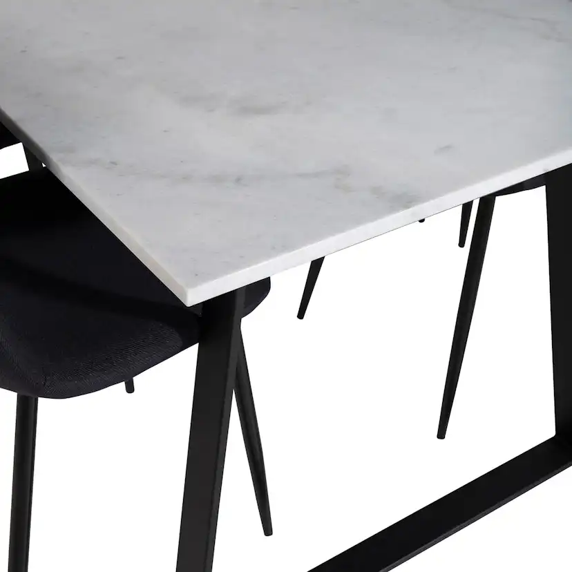 Estelle Table White / Black+Polar Chair - - Black Fabric_4 Vit/Svart