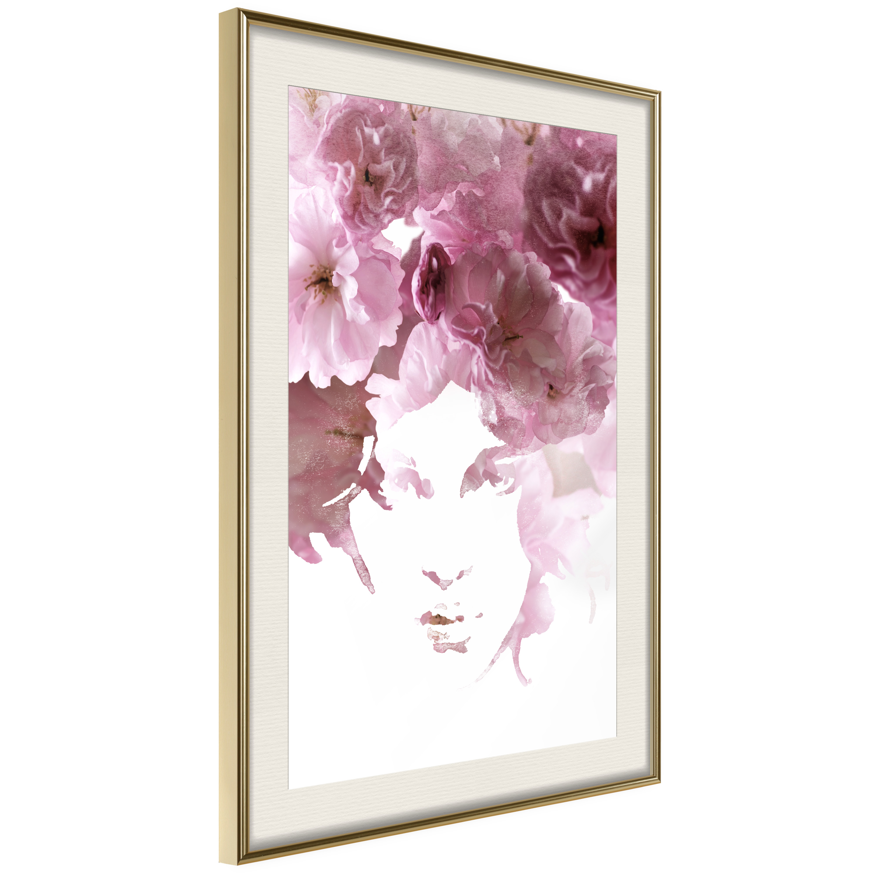 Affisch - Flowery Look [Poster] 40x60 Guld ram med passepartout, 40x60 cm