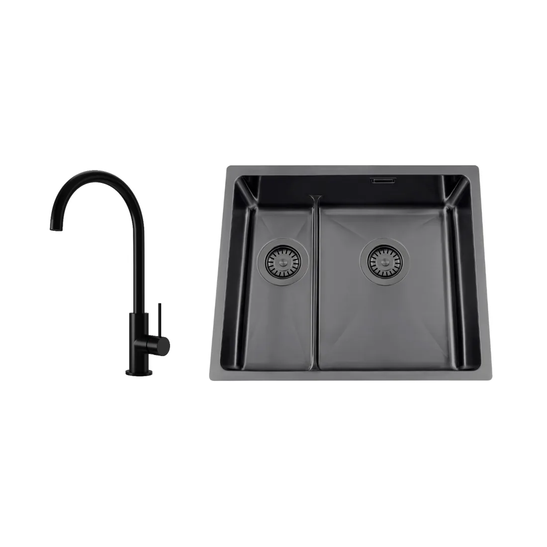 Diskho Nordic Tech Titan 53 KHX Nickel med Köksblandare Steel Equip Shadow